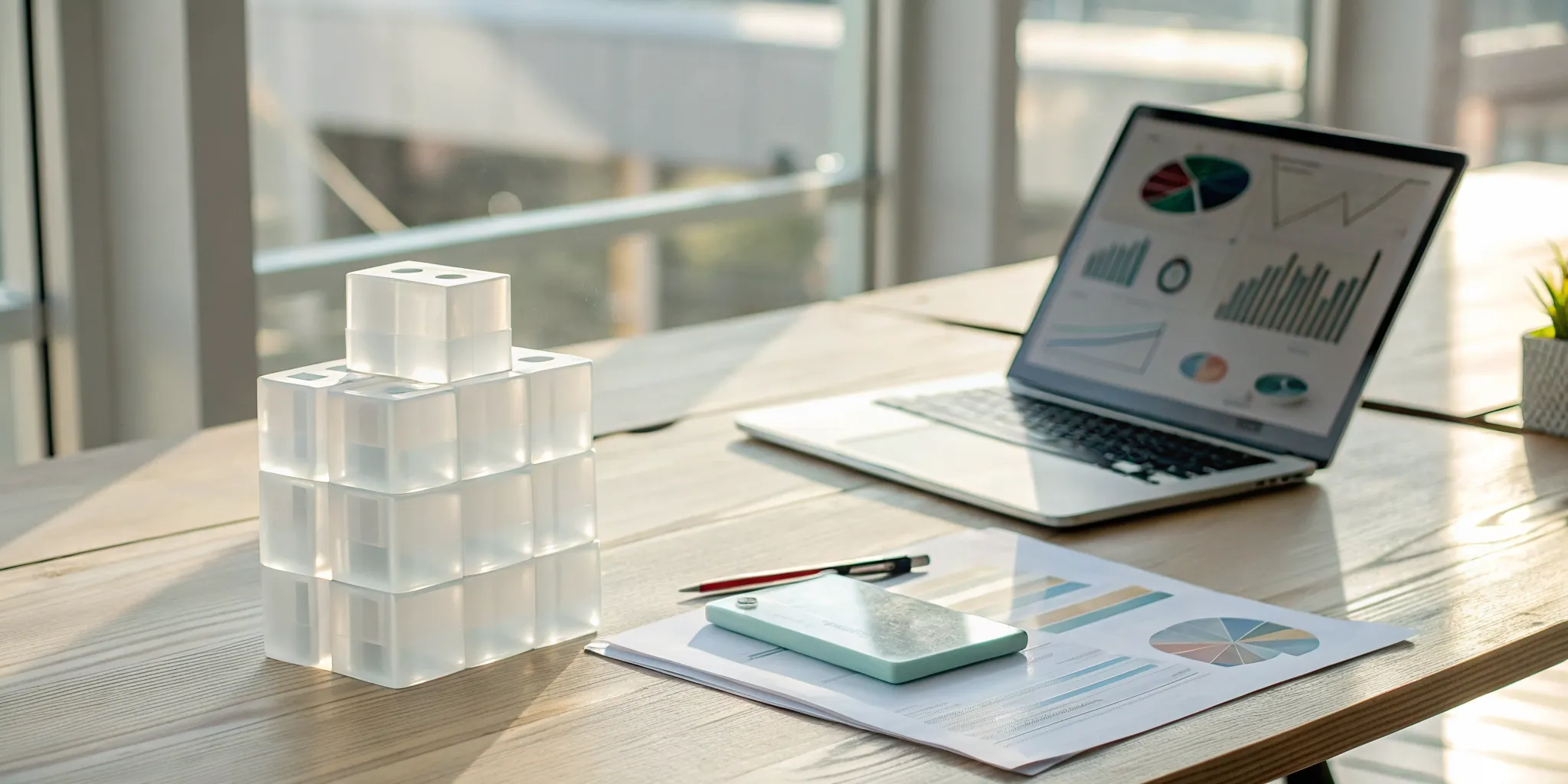 revenue-based-financing-101-the-founders-guide-797846 A founder's desk with a laptop analyzing revenue based financing data for business growth.