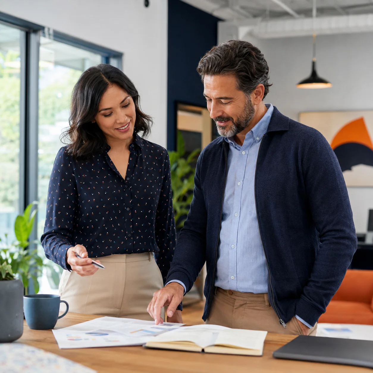 business advisors collaborating in modern office