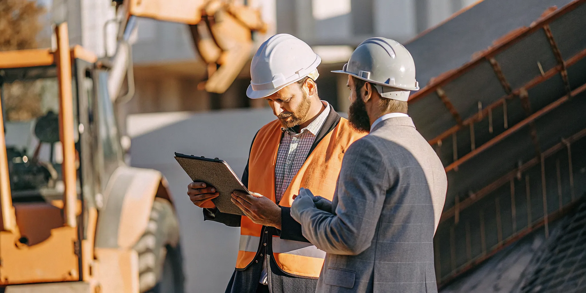 revenue-based-financing-for-contractors-fund-your-project-375215 Construction contractor reviewing financing documents on a tablet at a job site