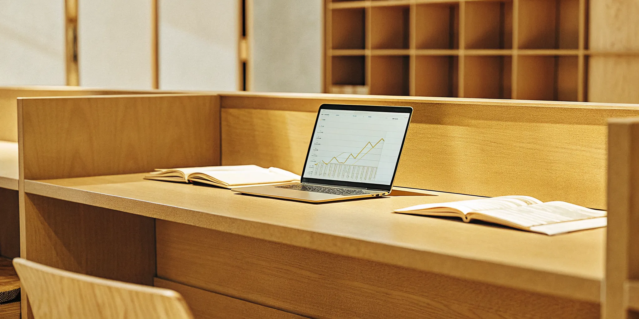 revenue-based-financing-requirements-small-business-guide-440586 A modern professional office desk with a laptop displaying financial growth charts and some documents