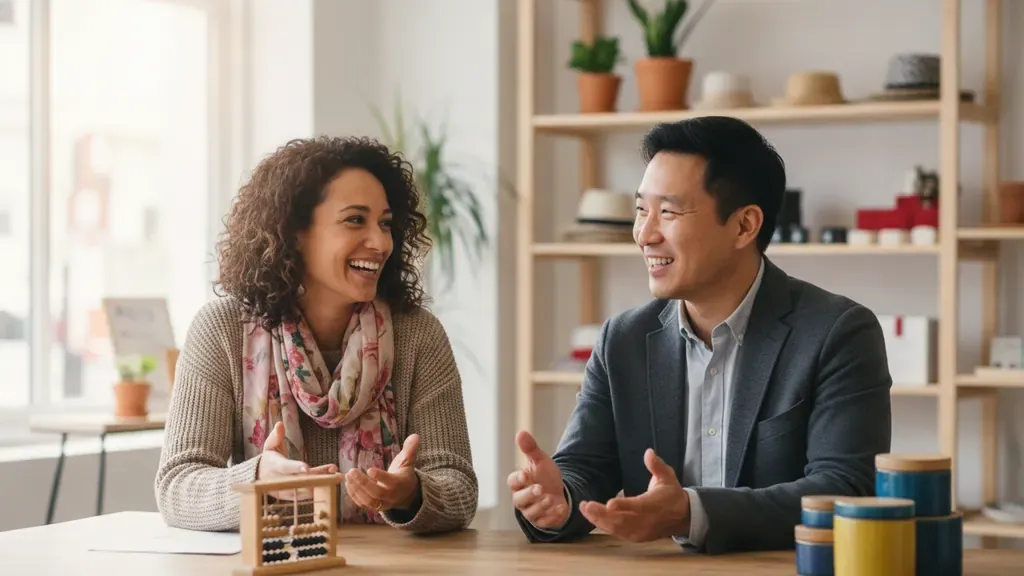 how-to-manage-cash-flow-gaps-in-a-seasonal-business-664608 Small-business owner discussing seasonal cash flow planning with a financing specialist