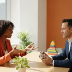 Small-business owner discussing cash-flow financing with a specialist