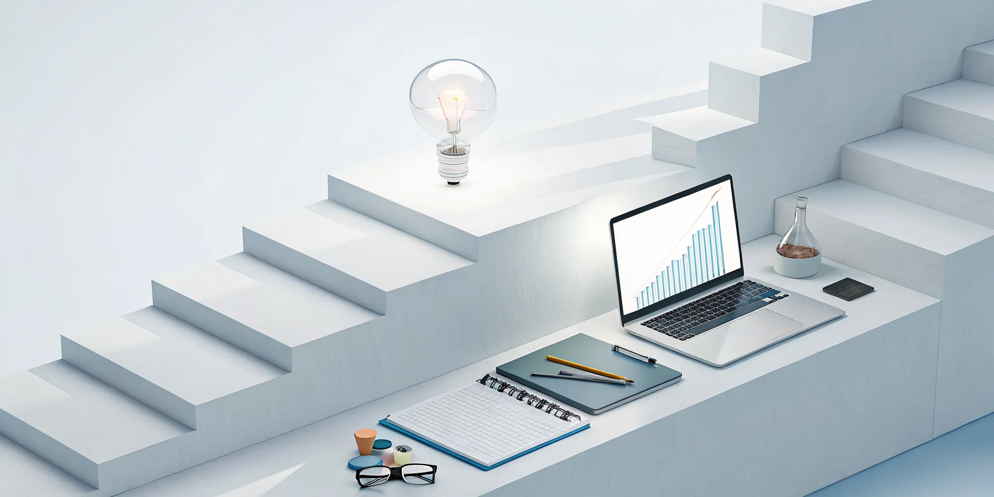 startup-business-loans-a-step-by-step-guide-134316 Laptop with a growth chart and lightbulb on a desk for a guide to startup business loans.