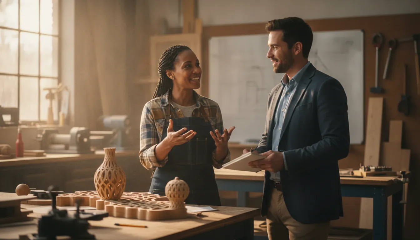Small-business owner discussing financing options with a specialist