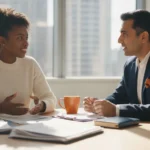 Small business owner comparing financing options with a specialist